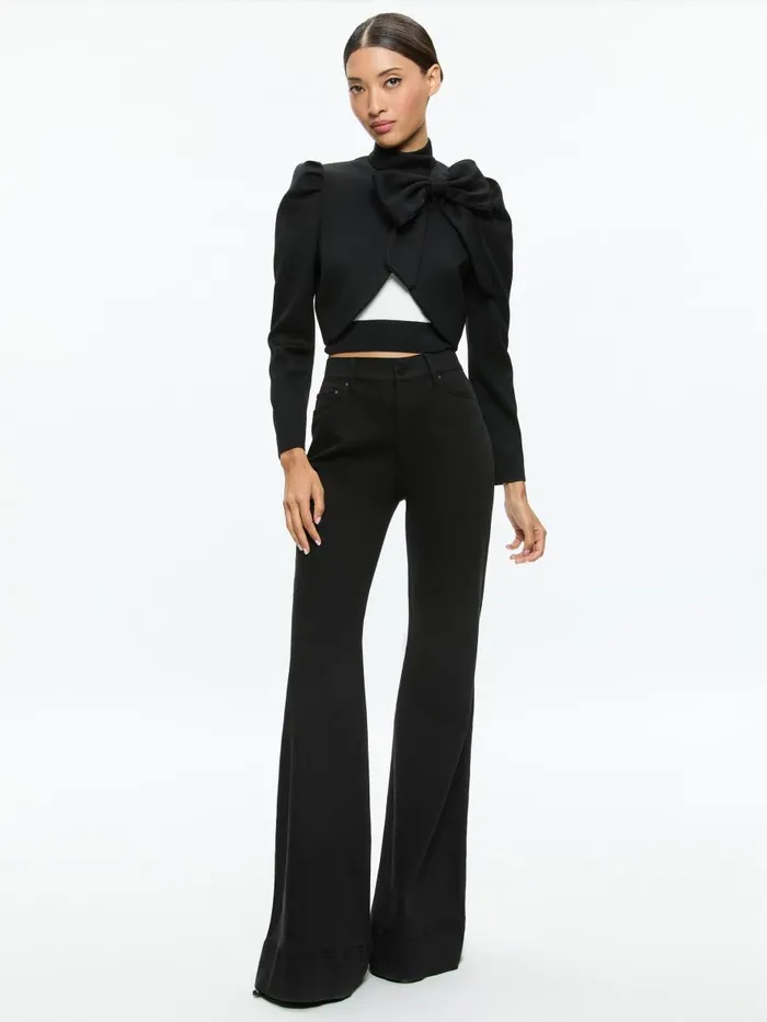 Jackets Coats Women Alice Olivia ADDISON BOW COLLAR CROPPED JACKET Blackblack