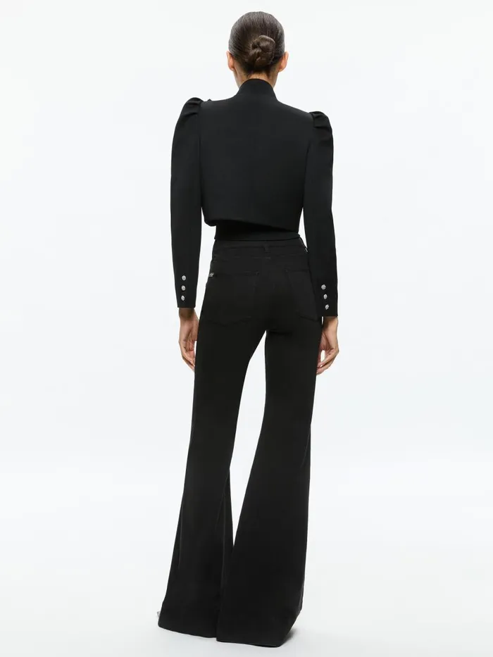 Jackets Coats Women Alice Olivia ADDISON BOW COLLAR CROPPED JACKET Blackblack