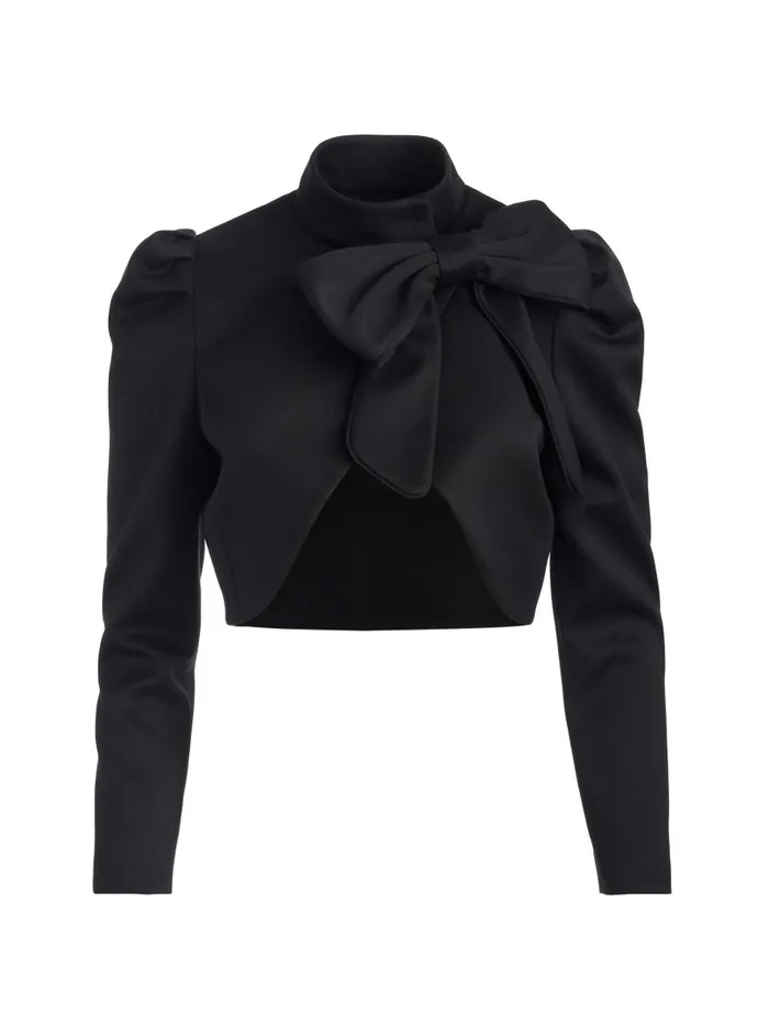 Jackets Coats Women Alice Olivia ADDISON BOW COLLAR CROPPED JACKET Blackblack