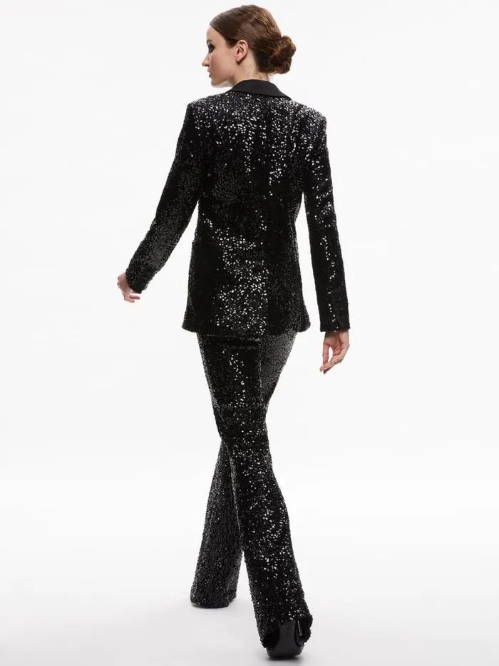 Jackets Coats Women Alice Olivia BREANN SEQUIN FITTED BLAZER Black