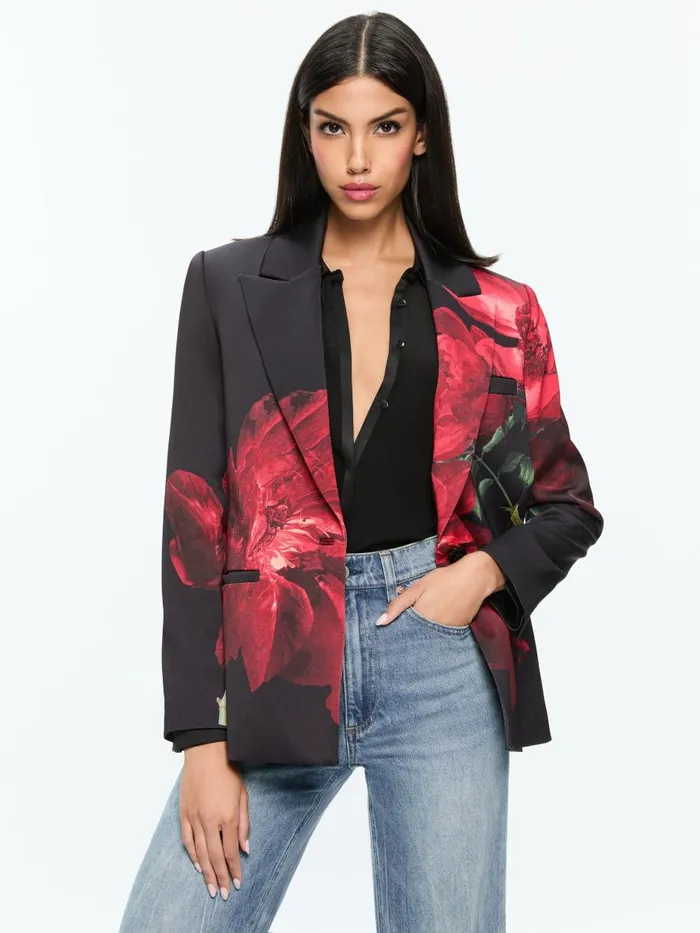 Jackets Coats Women Alice Olivia SILAS SINGLE BREASTED BLAZER Peony Petals Bright Ruby Jackets Coats Women Alice Olivia SILAS SINGLE BREASTED BLAZER Peony Petals Bright Ruby