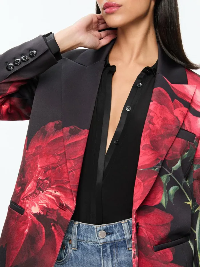 Jackets Coats Women Alice Olivia SILAS SINGLE BREASTED BLAZER Peony Petals Bright Ruby