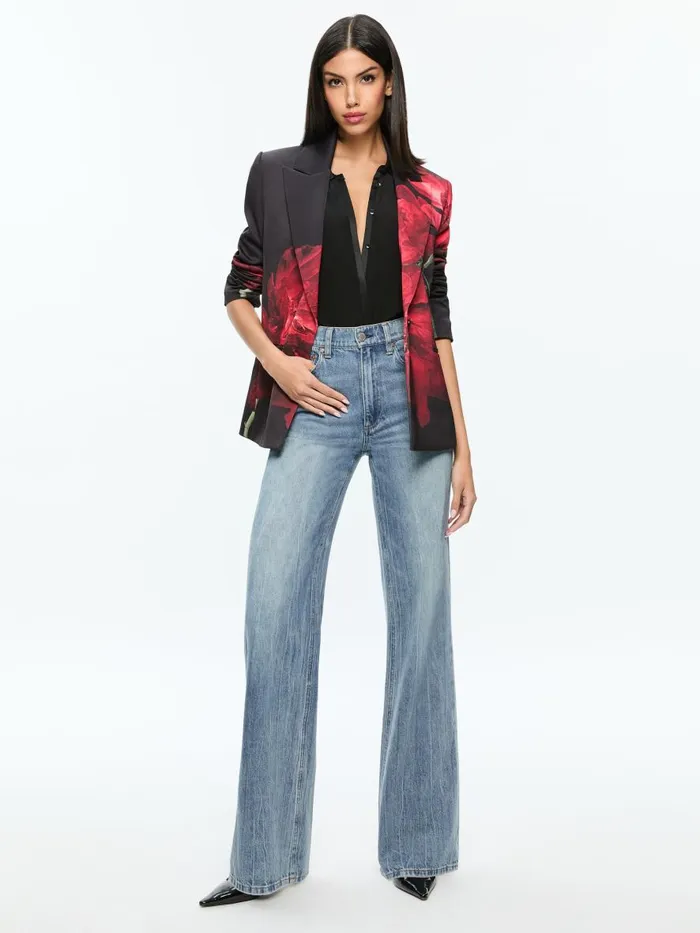 Jackets Coats Women Alice Olivia SILAS SINGLE BREASTED BLAZER Peony Petals Bright Ruby