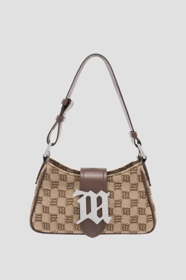 Jacquard Monogram Shoulder Bag Small Biscotto Women MISBHV Bags