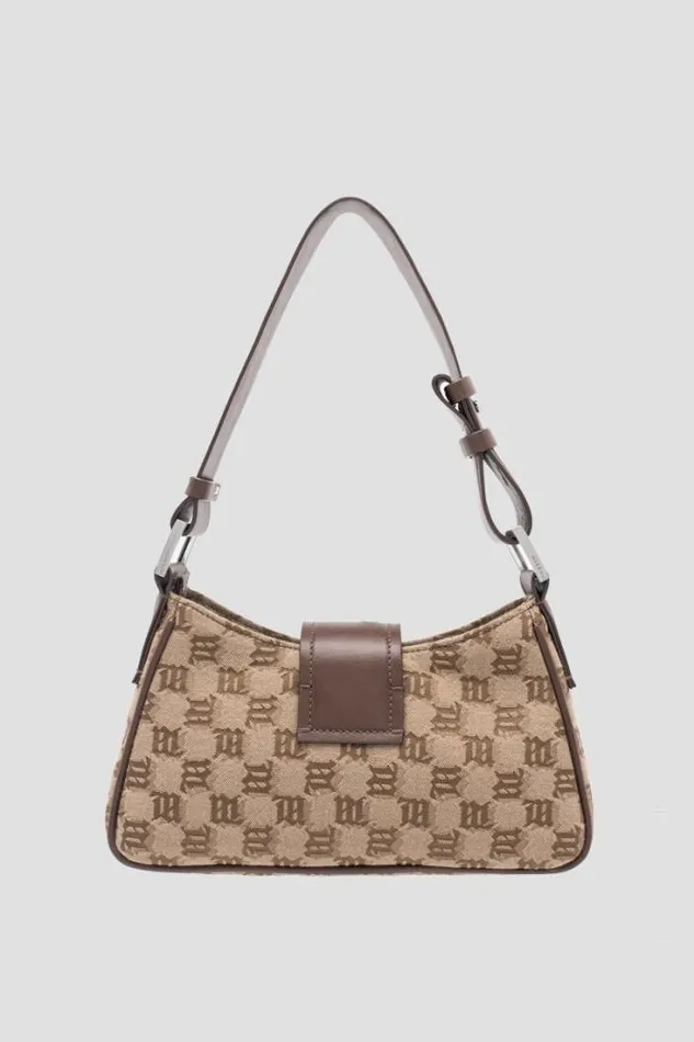 Jacquard Monogram Shoulder Bag Small Biscotto Women MISBHV Bags