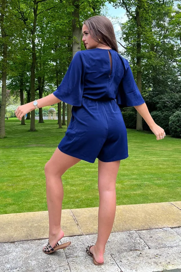 Jade Navy Tie Detail Playsuit Women Girl In Mind Jumpsuits and Playsuits