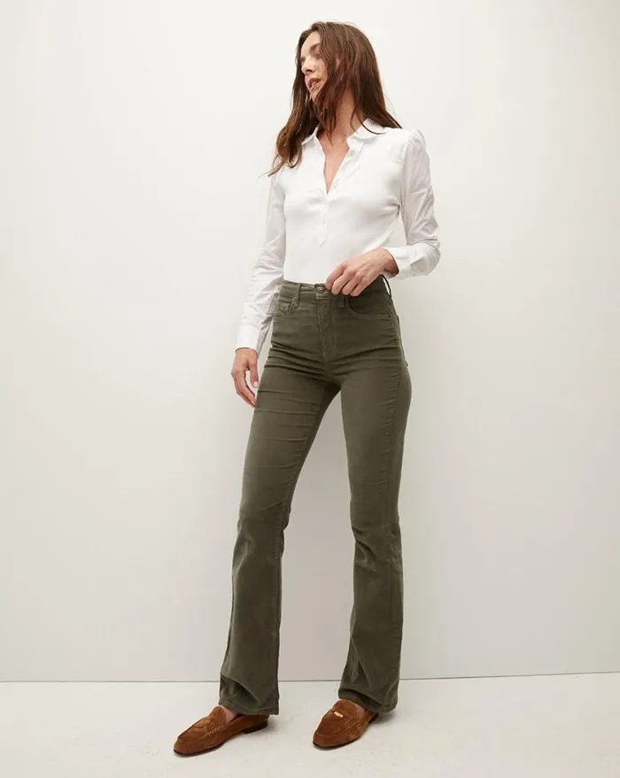 Jeans Shop Veronica Beard Cameron Corduroy Bootcut Pant Army Green