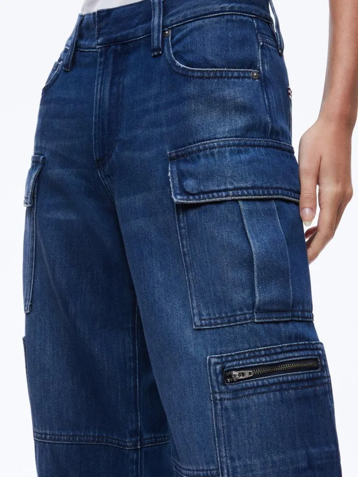 Jeans Women Alice Olivia CAY BAGGY CARGO JEANS Brea Blue