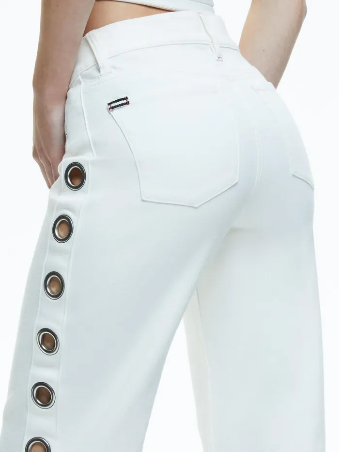 Jeans Women Alice Olivia JENNY LOW RISE SIDE GROMMET JEAN Off White