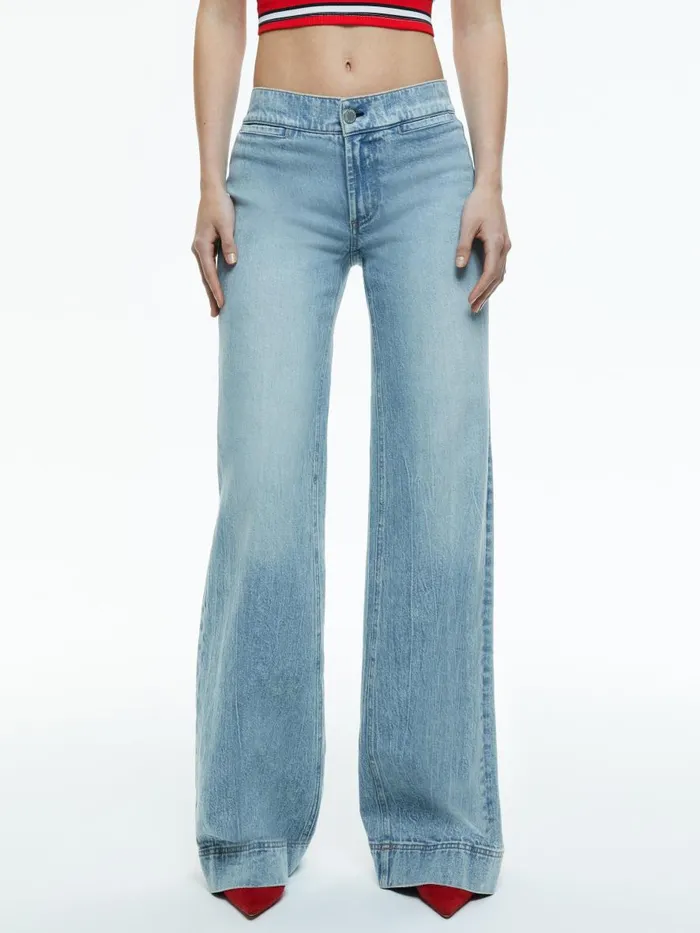 Jeans Women Alice Olivia KAYLA WIDE LEG COIN POCKET JEAN Rockstar Blue
