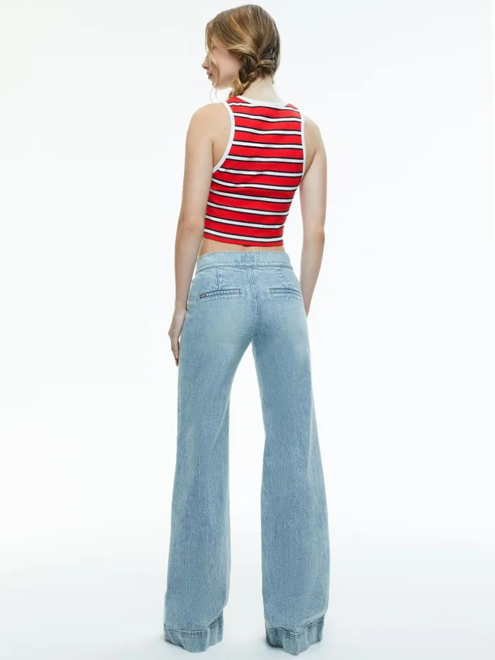 Jeans Women Alice Olivia KAYLA WIDE LEG COIN POCKET JEAN Rockstar Blue
