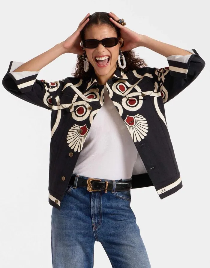 JJ Jean Jacket Medallion Place Black Women La Double J Outerwear