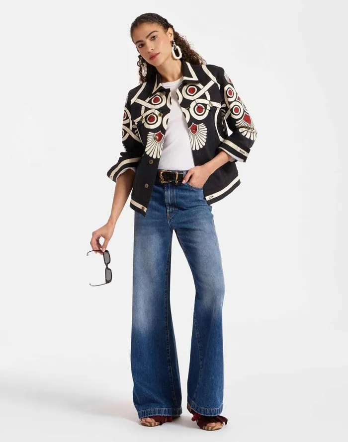 JJ Jean Jacket Medallion Place Black Women La Double J Outerwear JJ Jean Jacket Medallion Place Black Women La Double J Outerwear