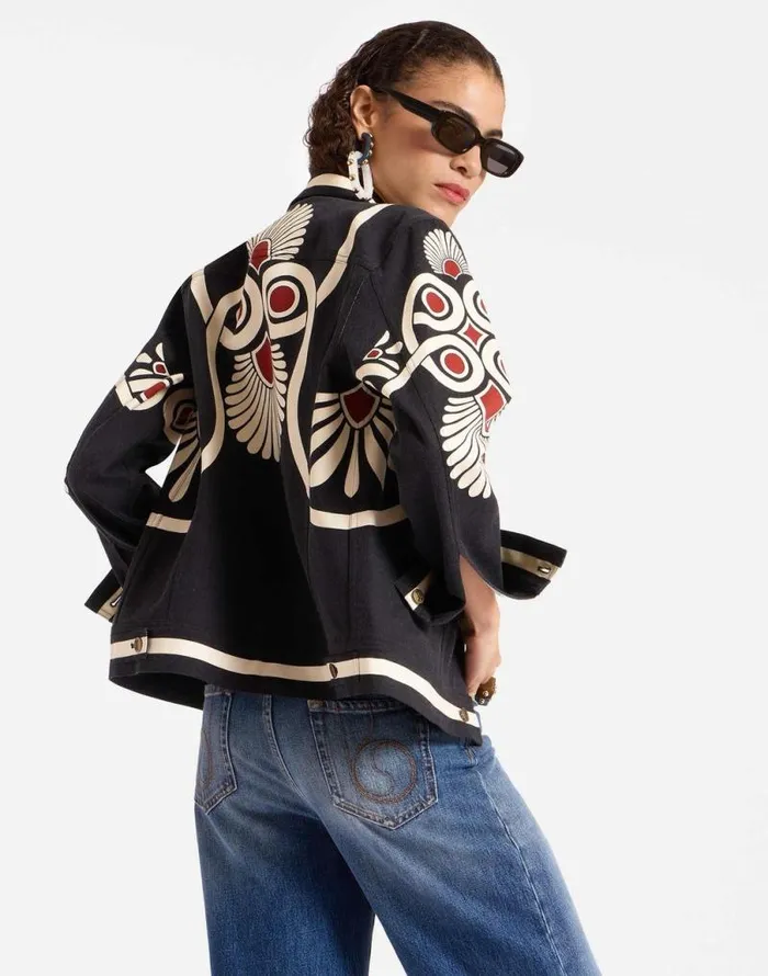 JJ Jean Jacket Medallion Place Black Women La Double J Outerwear JJ Jean Jacket Medallion Place Black Women La Double J Outerwear