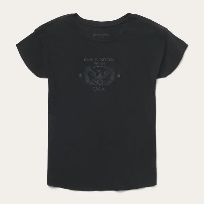 John B Stetson Eagle Graphic Tee Black Women Stetson Tees