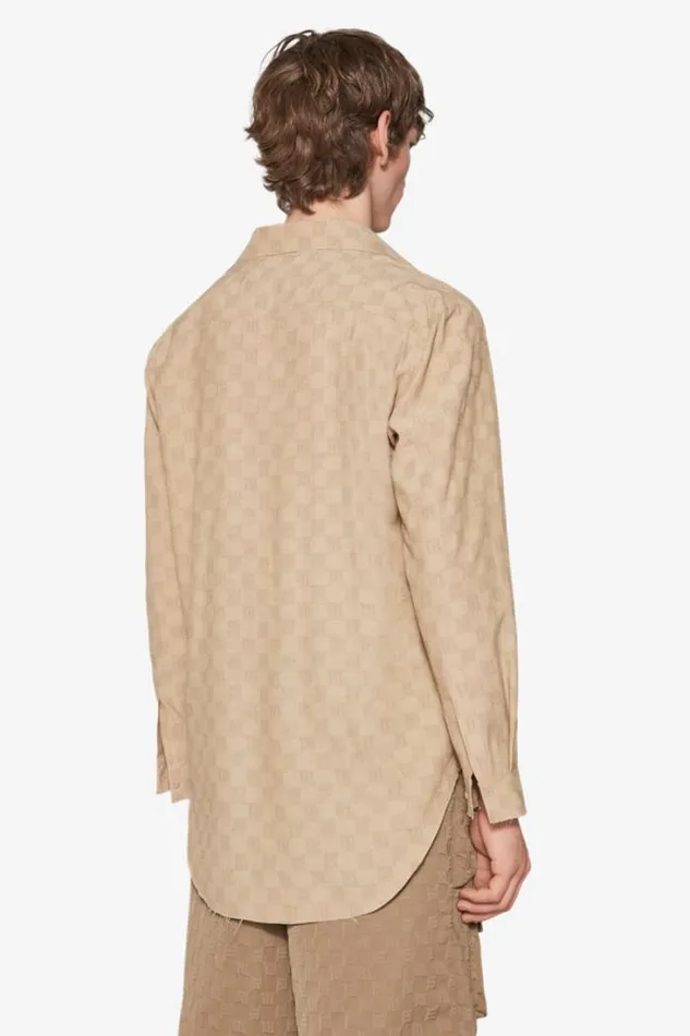 Jordan Barrett Oversize Monogram Wool Shirt Beige Men MISBHV Tops