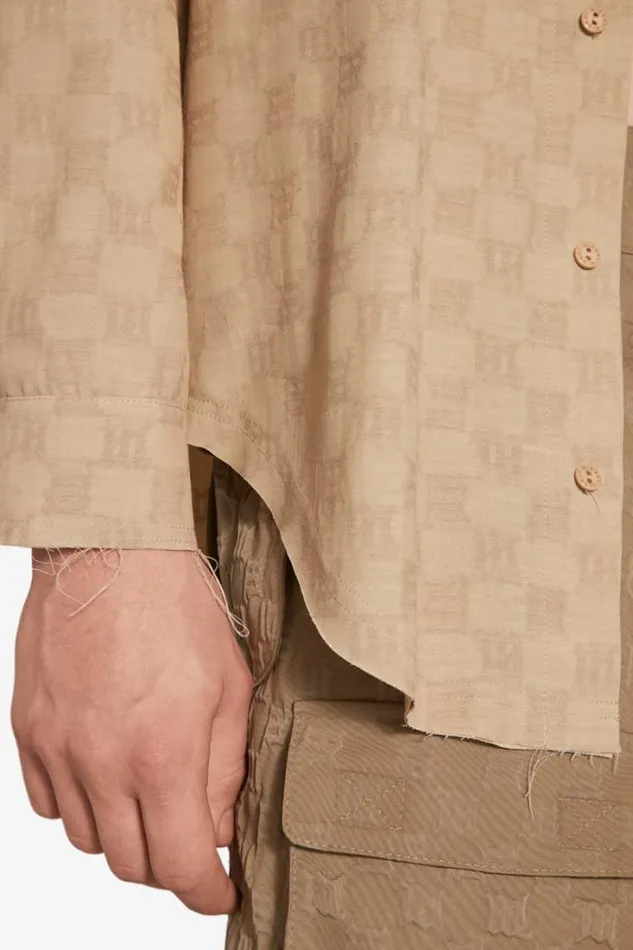 Jordan Barrett Oversize Monogram Wool Shirt Beige Men MISBHV Tops