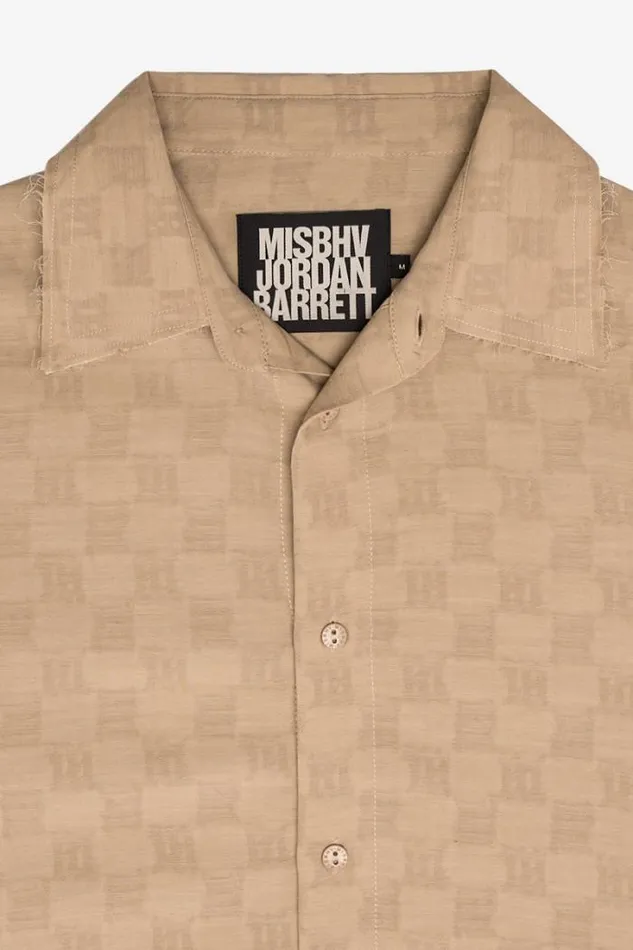 Jordan Barrett Oversize Monogram Wool Shirt Beige Men MISBHV Tops
