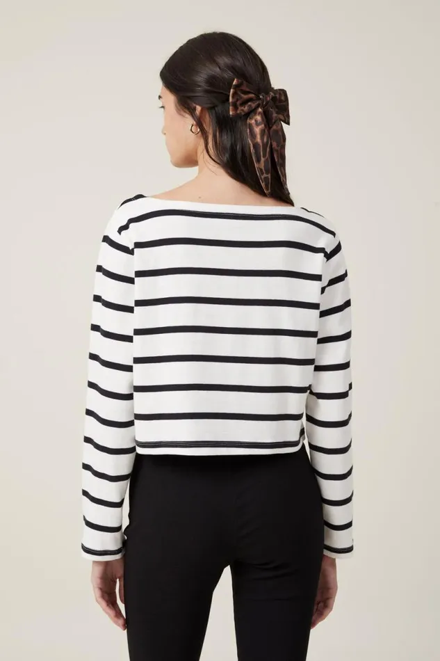 Jordyn Boat Neck Chopped Long Sleeve Top Ryan Stripe Natural Whiteblack Women Cotton On Tops Jordyn Boat Neck Chopped Long Sleeve Top Ryan Stripe Natural Whiteblack Women Cotton On Tops