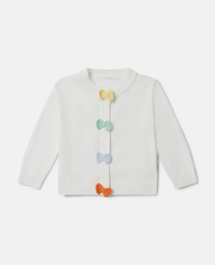 Kids Baby Girls Stella McCartney Bow Crochet Appliqu Cardigan Ivory