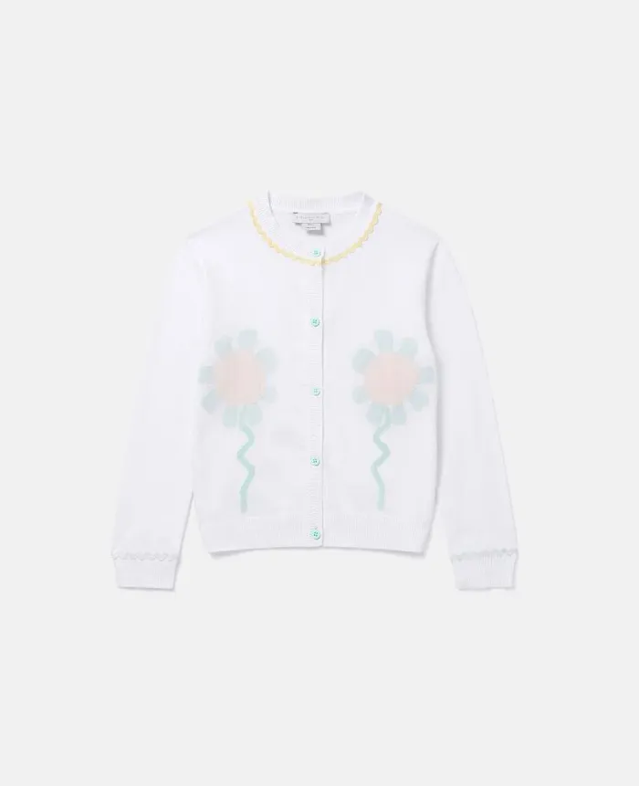 Kids Baby Girls Stella McCartney Graphic Flower Cardigan Ivory