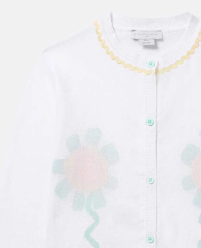 Kids Baby Girls Stella McCartney Graphic Flower Cardigan Ivory