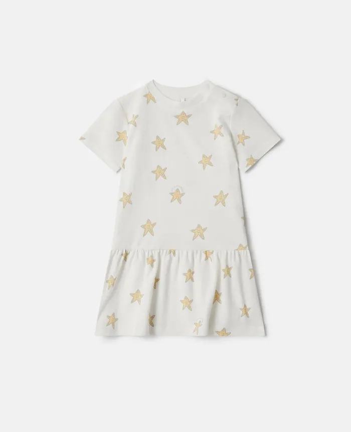 Kids Baby Girls Stella McCartney Smiling Stella Star Print Frilled Dress Ivoryyellow Kids Baby Girls Stella McCartney Smiling Stella Star Print Frilled Dress Ivoryyellow