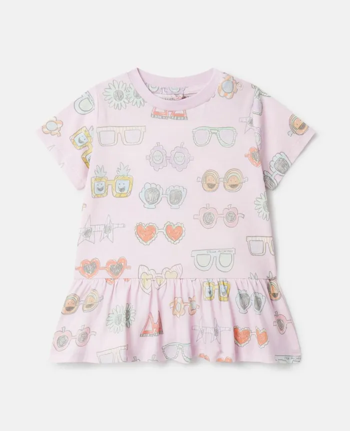 Kids Baby Girls Stella McCartney Sunglasses Doodle Print Frilled Dress Pink