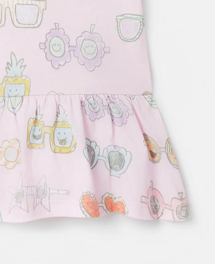 Kids Baby Girls Stella McCartney Sunglasses Doodle Print Frilled Dress Pink