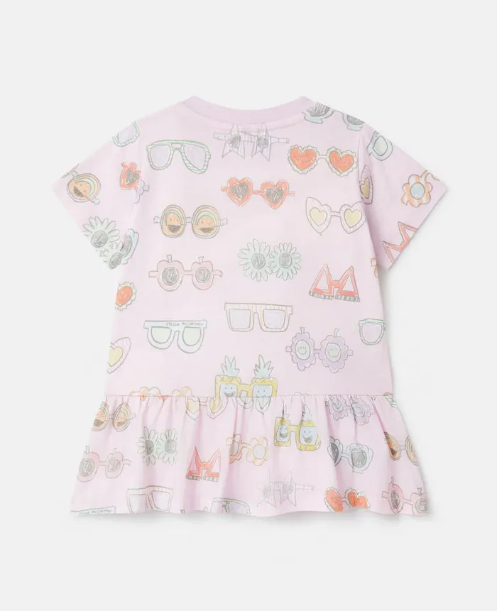Kids Baby Girls Stella McCartney Sunglasses Doodle Print Frilled Dress Pink