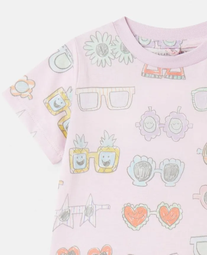 Kids Baby Girls Stella McCartney Sunglasses Doodle Print Frilled Dress Pink