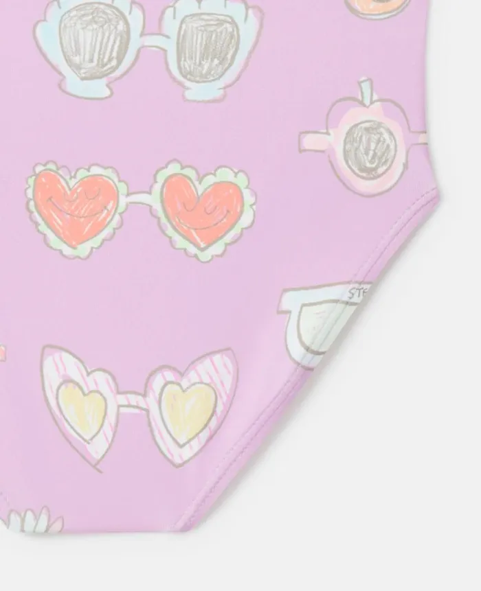 Kids Baby Girls Stella McCartney Sunglasses Doodle Print Swimsuit Pink