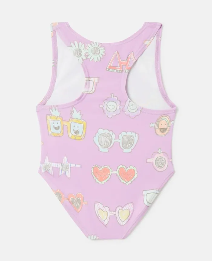 Kids Baby Girls Stella McCartney Sunglasses Doodle Print Swimsuit Pink