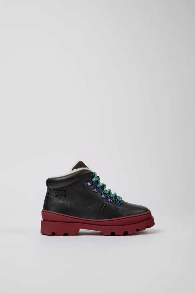 Kids Camper Boots Brutus Black Leather And Nubuck Laceup Boots
