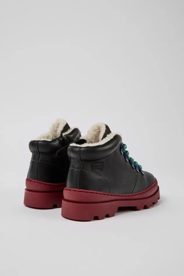 Kids Camper Boots Brutus Black Leather And Nubuck Laceup Boots