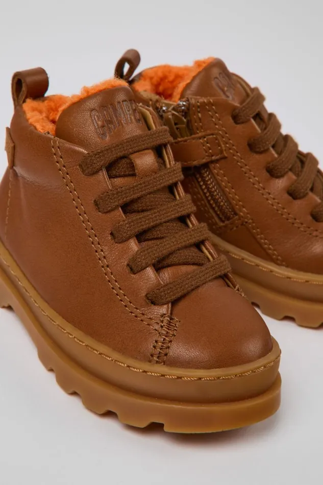 Kids Camper Boots Brutus Brown Leather Laceup Boots