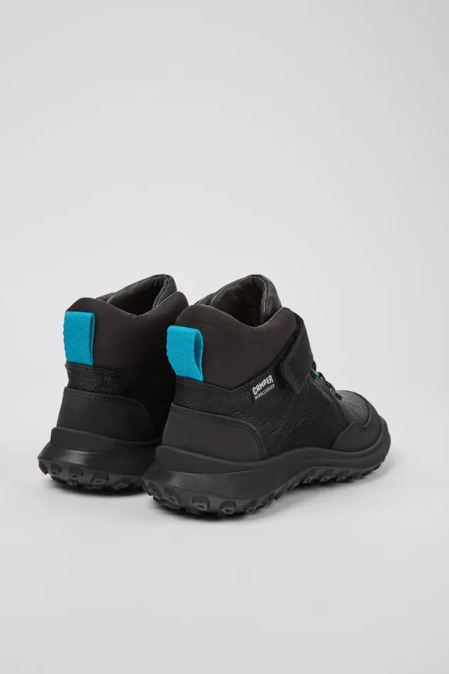 Kids Camper Boots CRCLR Black Leather And Textile Ankle Boots For Kids