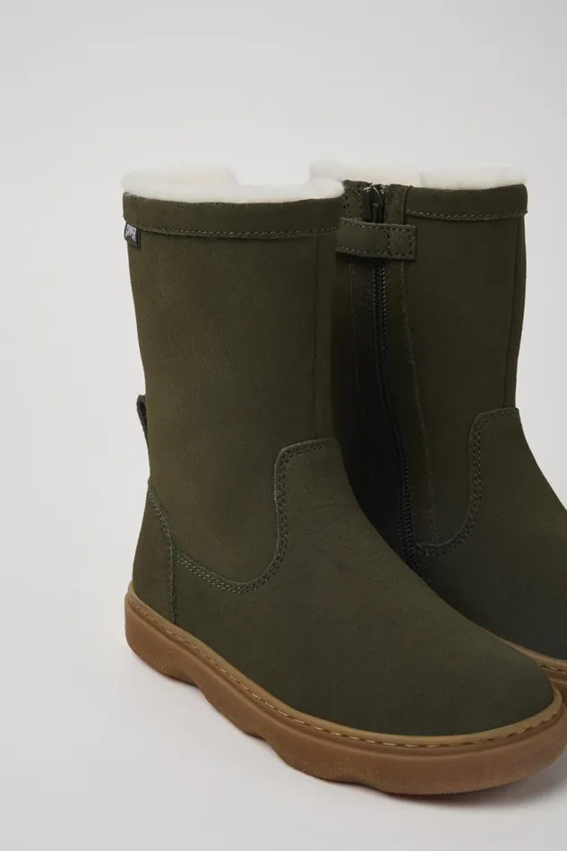 Kids Camper Boots Kiddo Green Nubuck Boots For Kids