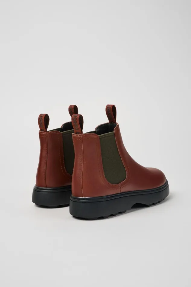 Kids Camper Boots Norte Brownred Leather Boots For Kids Kids Camper Boots Norte Brownred Leather Boots For Kids