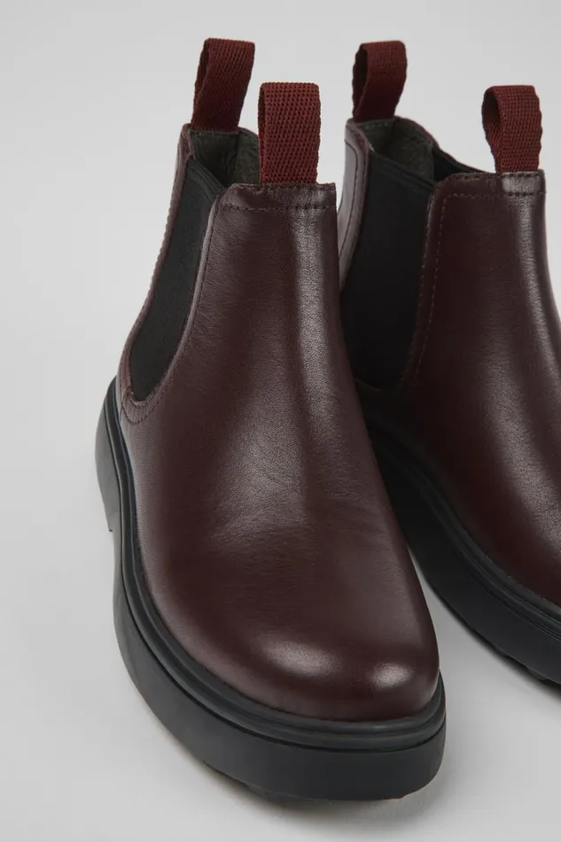 Kids Camper Boots Norte Burgundy Leather Chelsea Boots For Kids