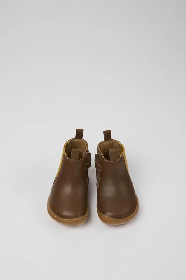 Kids Camper Boots Peu Brown Leather Boots For Kids Kids Camper Boots Peu Brown Leather Boots For Kids