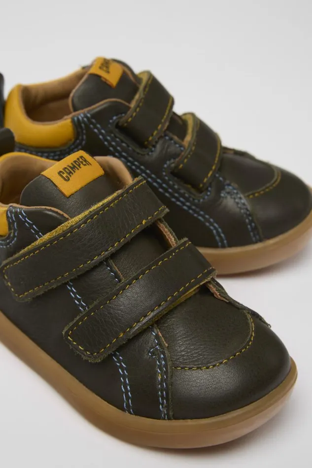 Kids Camper Boots Pursuit Green Leather Sneakers