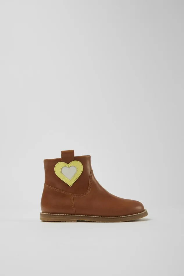 Kids Camper Boots Twins Brown Leather Zipup Boots Kids Camper Boots Twins Brown Leather Zipup Boots