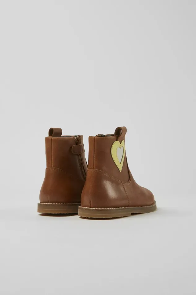 Kids Camper Boots Twins Brown Leather Zipup Boots Kids Camper Boots Twins Brown Leather Zipup Boots