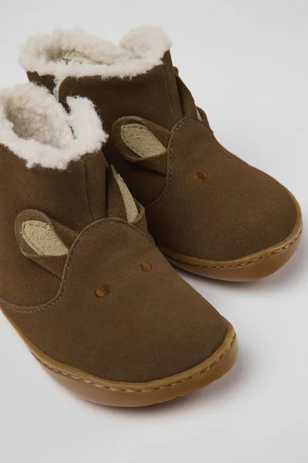 Kids Camper Boots Twins Brown Nubuck Boots For Kids