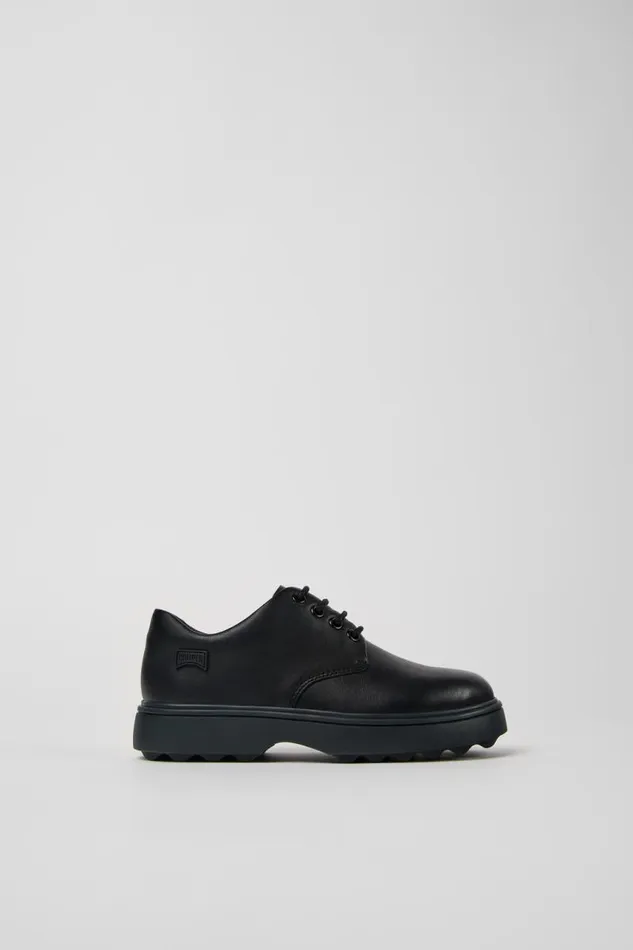Kids Camper Casual Shoes Norte Black Leather Laceup Shoes For Kids Kids Camper Casual Shoes Norte Black Leather Laceup Shoes For Kids