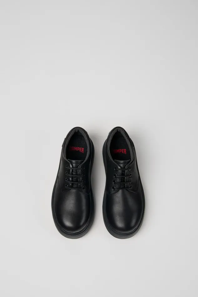 Kids Camper Casual Shoes Norte Black Leather Laceup Shoes For Kids Kids Camper Casual Shoes Norte Black Leather Laceup Shoes For Kids