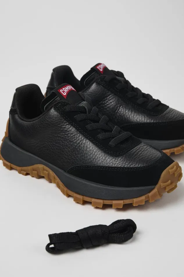 Kids Camper Sneakers Drift Trail Black Leather And Nubuck Sneaker For Kids