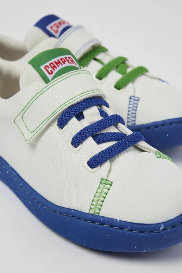 Kids Camper Sneakers Twins White Textile Slipon