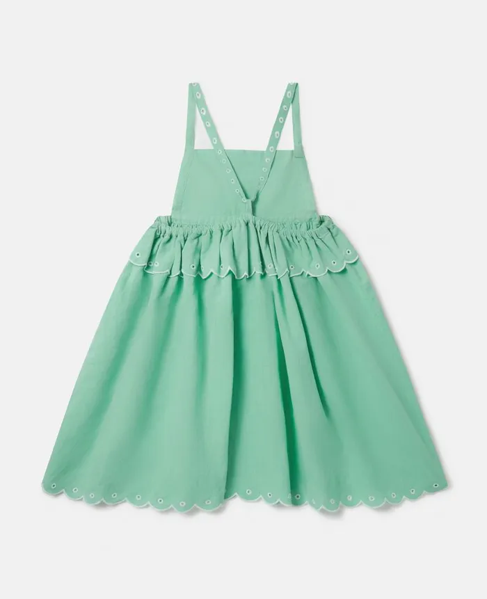 Kids Dresses and Jumpsuits Stella McCartney Scalloped Edge Embroidery Cami Dress Green